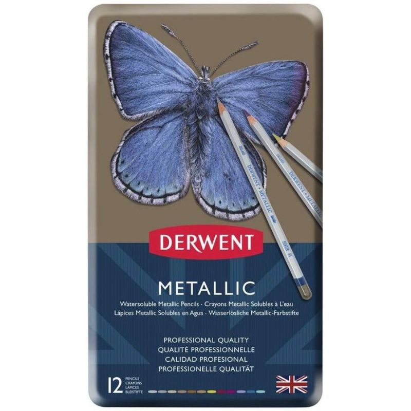Derwent Metallic Pencils - Tin Of 12
