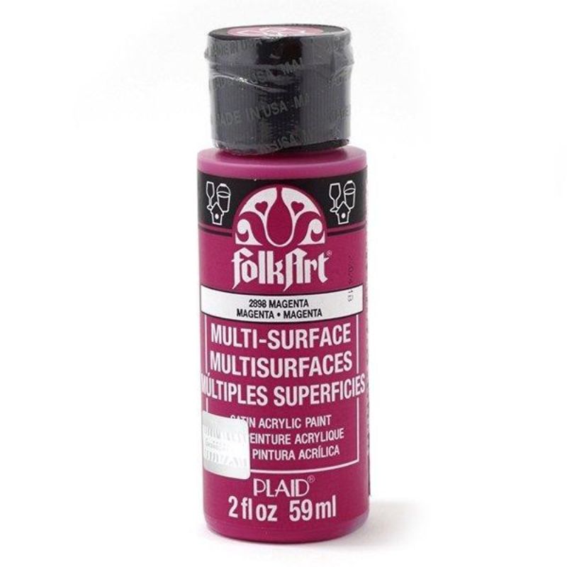 Folk Art Multi-surface Acrylic Paint in vibrant Magenta, 2oz, ideal for various surfaces and creative projects.