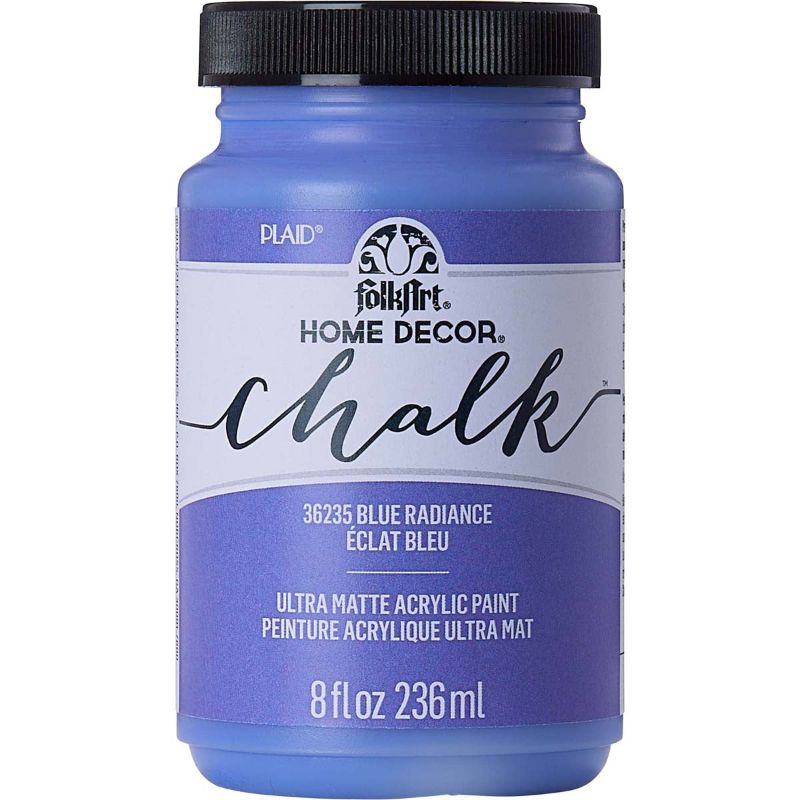 Folk Art BLUE RADIANCE chalk acrylic paint in 8oz, featuring ultra-matte finish for diverse DIY home decor projects.