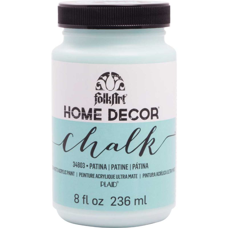 Folk Art Home Decor Chalk Acrylic Paint in Patina, an 8oz vibrant, ultra-matte acrylic for diverse DIY projects and easy cleanup.