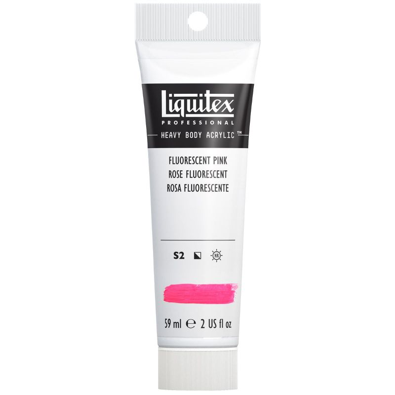 Liquitex Heavy Body Acrylic Paint 59ml in Muted Fluorescent Pink, showcasing thick consistency for textured art.