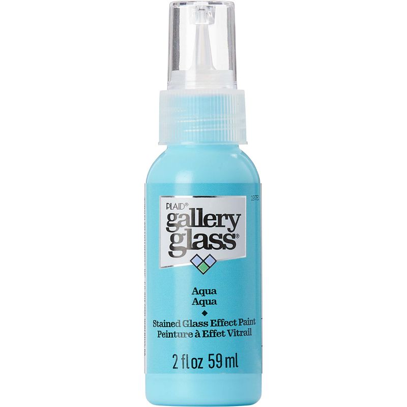 Vibrant AQUA T stained glass paint in a 59ml bottle, perfect for creating a realistic stained glass effect on various surfaces.