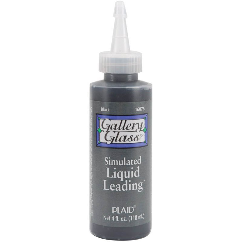 Plaid Gallery Glass Liquid Leading Black for crafting detailed designs with water-based, non-toxic formula and precision applicator.