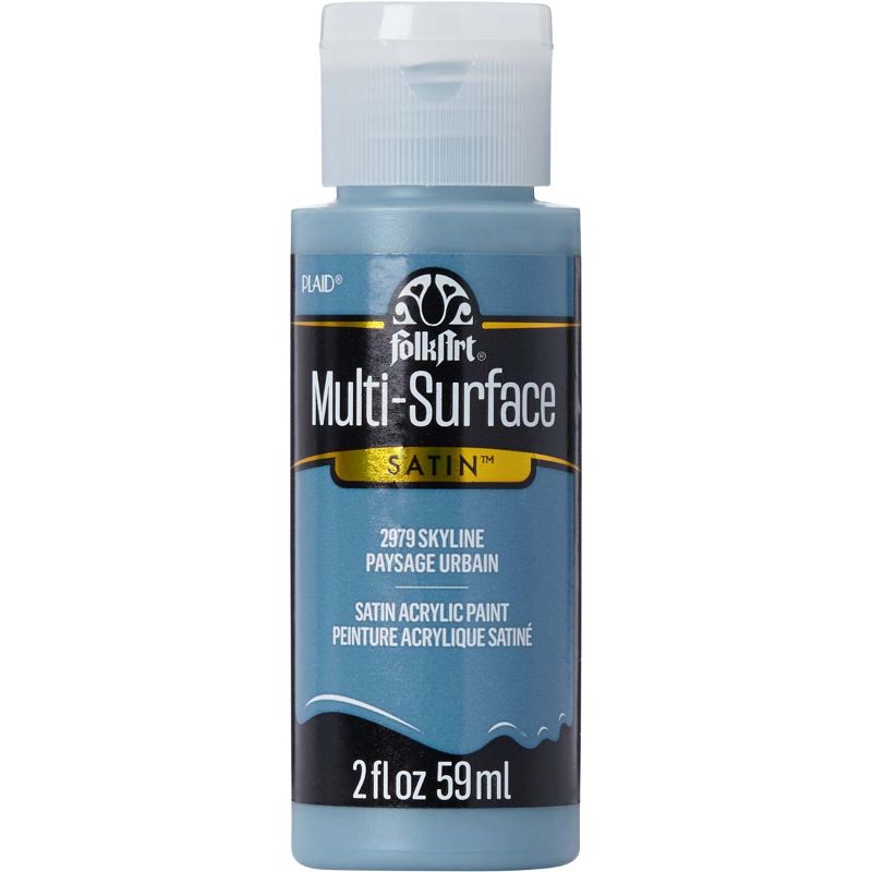 Folk Art Multi-surface Acrylic Paint 2oz in SKYLINE 2979, showcasing vibrant color, smooth consistency, and satin finish for versatile crafting.
