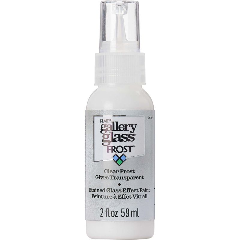 Plaid Gallery Stained Glass Paint 59ml in CLEAR FROST T for a vibrant, realistic stained glass finish on various surfaces.