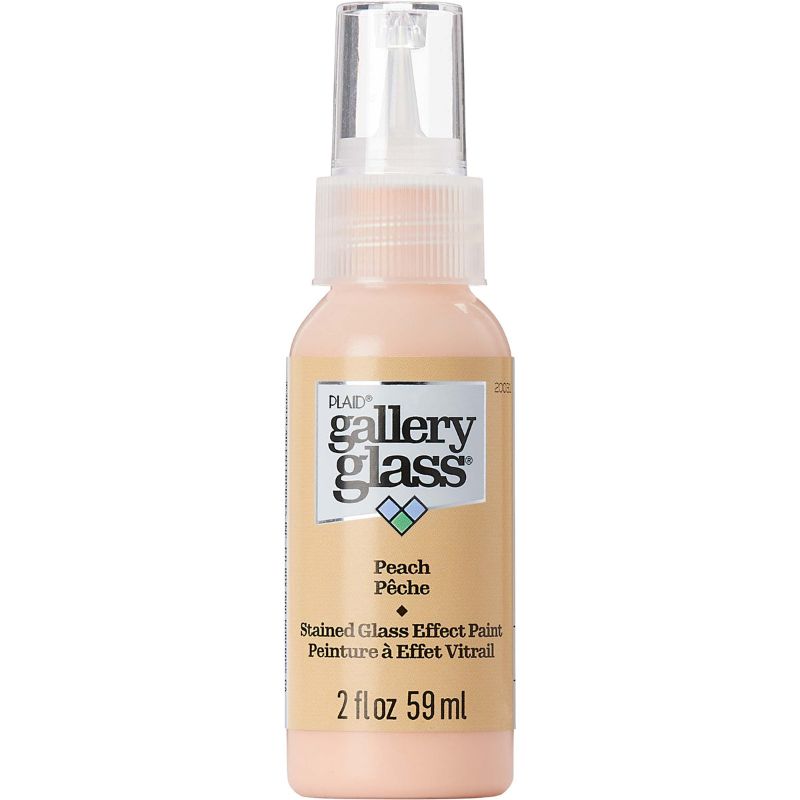 Vibrant peach stained glass paint in a 59ml bottle, perfect for creating realistic glass art and decorations.