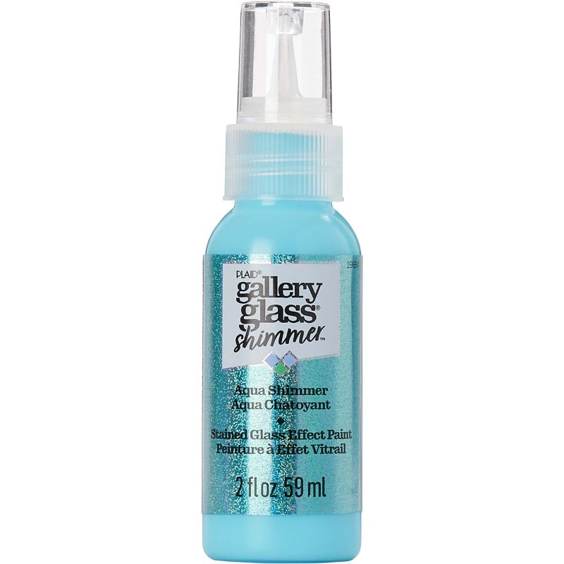 Aqua Shimmer Stained Glass Paint in 59ml, ideal for vibrant glass art, suncatchers, and creative decor projects.