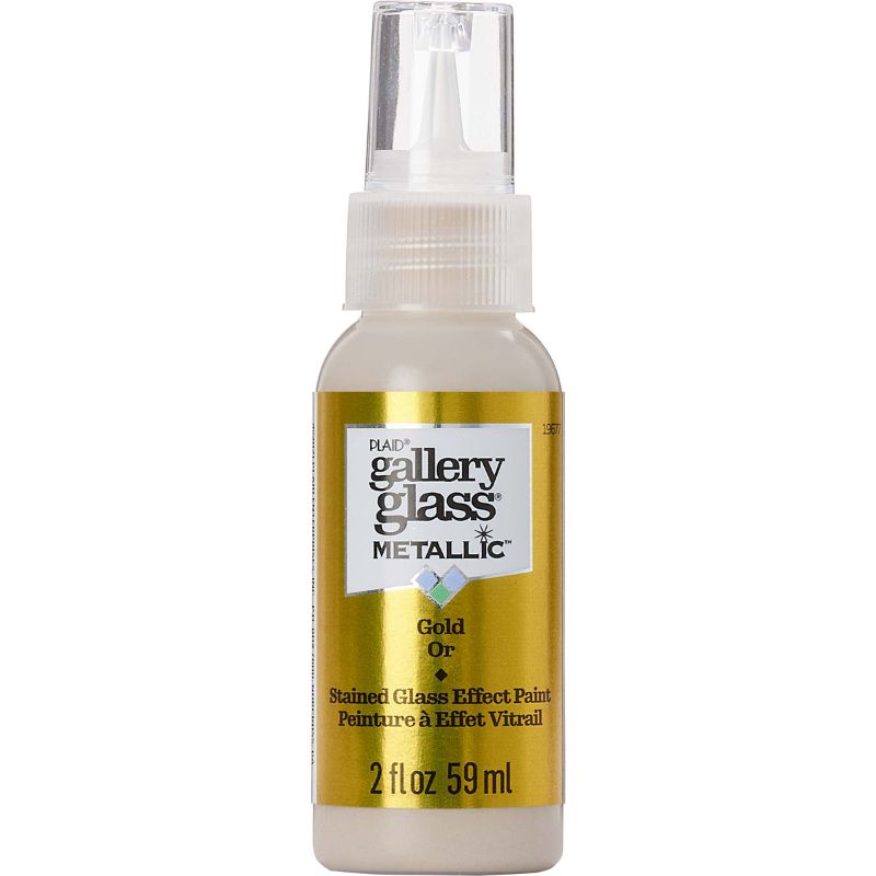 Metallic gold stained glass paint in 59ml for creating elegant, glass-like finishes on various surfaces and projects.