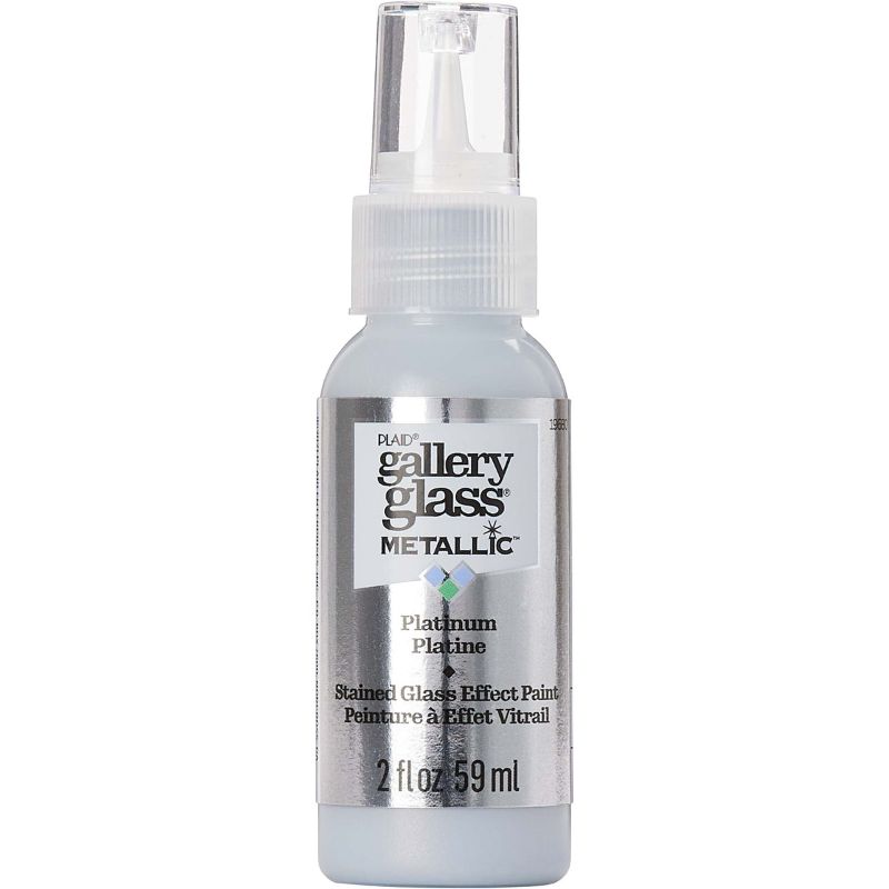 Plaid Gallery Stained Glass Paint 59ml METALLIC PLATINUM O 19680