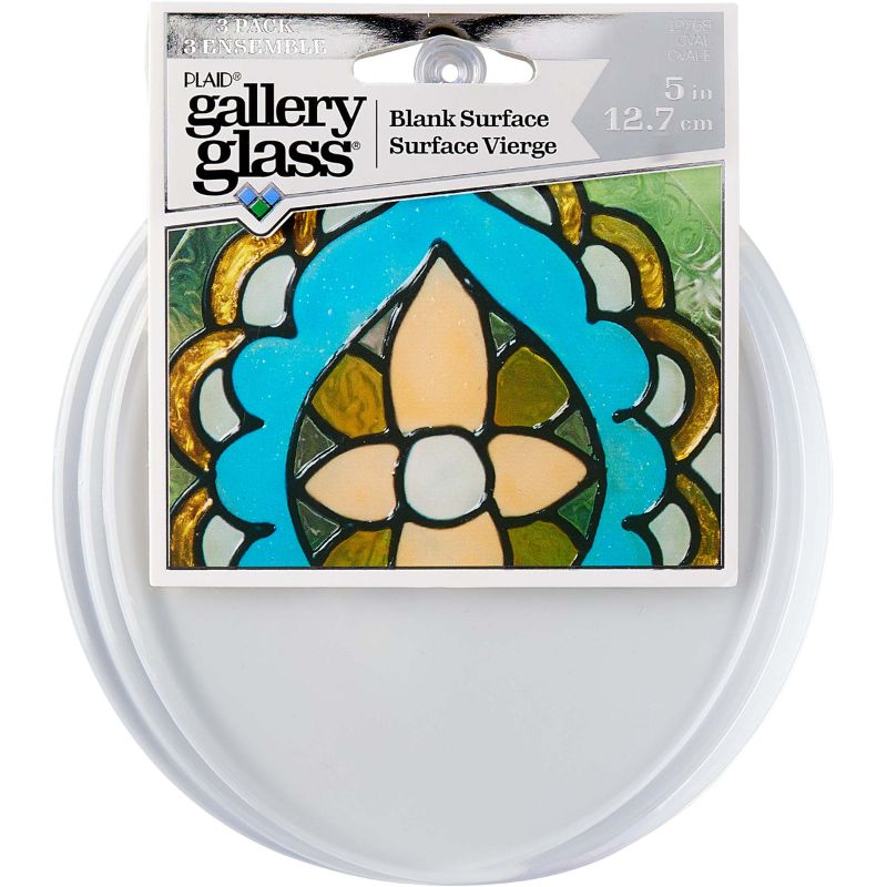 Three 5-inch oval transparent surfaces with beveled edges, ideal for creating stunning stained glass art and DIY projects.