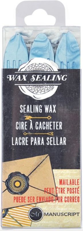 Powder blue sealing wax sticks with wick for elegant sealing on letters and crafts, pack of 3 for vintage charm.