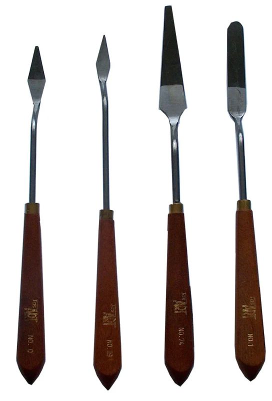 Jasart Painting Knife Number 5 with stainless steel blade and wooden handle, ideal for mixing paints and creating textures.