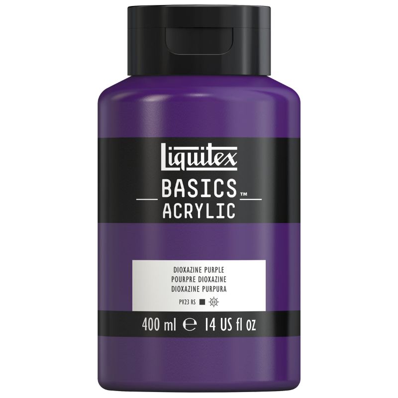 Vibrant 400ml Liquitex Basics Acrylic Paint in Dioxazine Purple, ideal for artists wanting rich color and versatility.