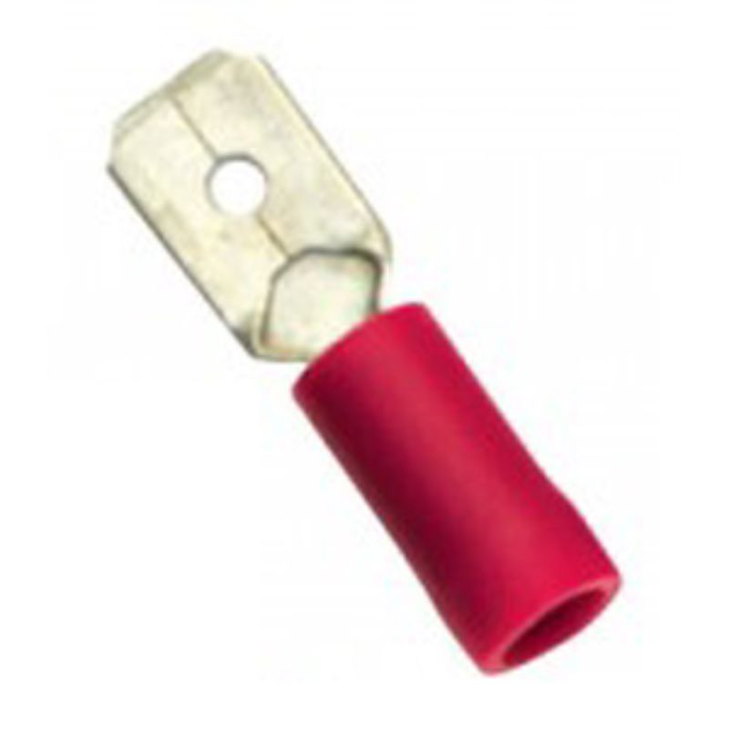High-quality red female blade terminal for secure speaker connections, ensuring optimal signal transmission and durability.