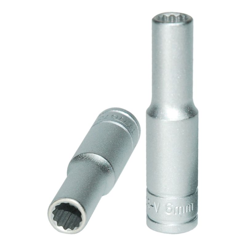 Teng 1/4in Dr. Deep Socket 6mm 12pt, durable chrome vanadium steel, 12-point for tight access and maximum grip.