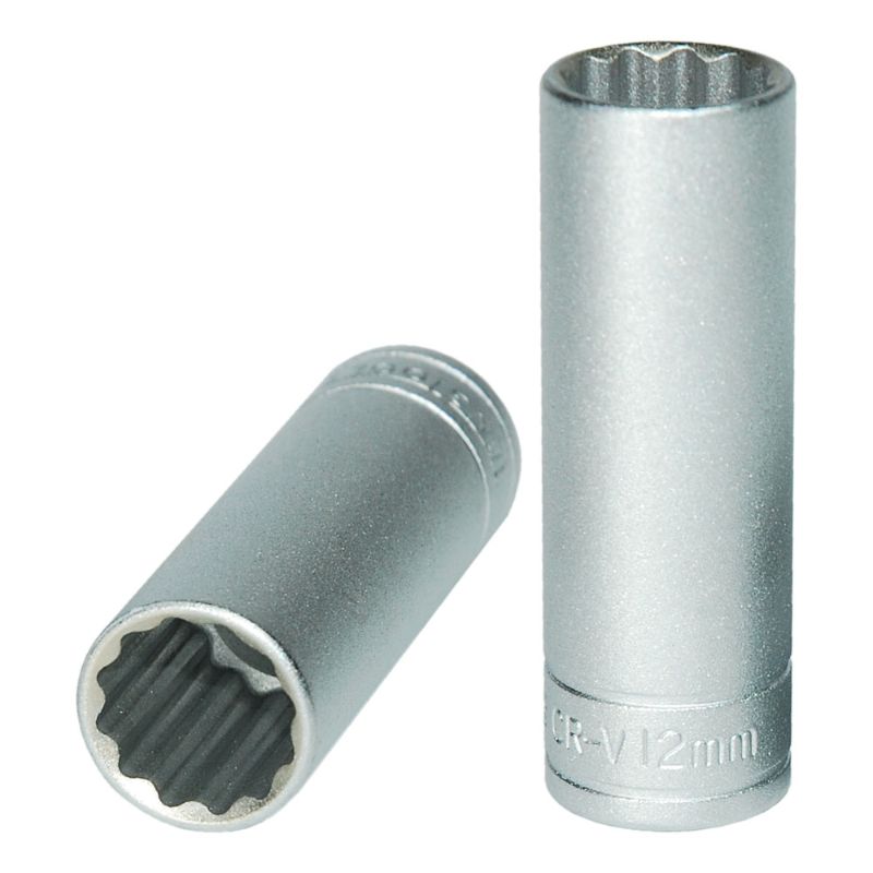 Teng 1/4in Dr. Deep Socket 12mm, precision-engineered for automotive repairs and maintenance, durable chrome vanadium steel.