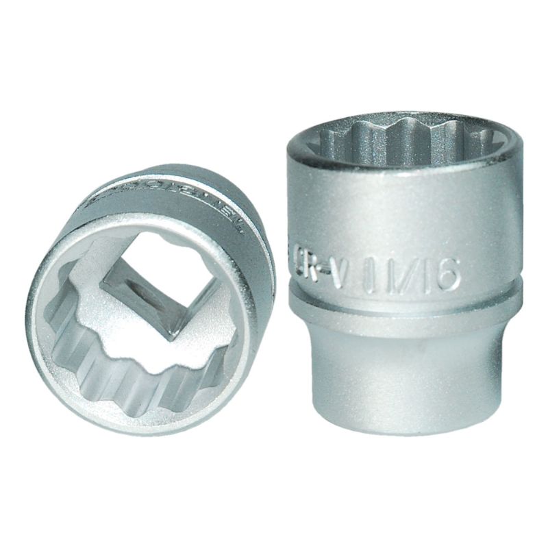 Teng 3/8in drive socket, 11/16in size, 12-point design for maximum torque and accessibility in tight spaces.