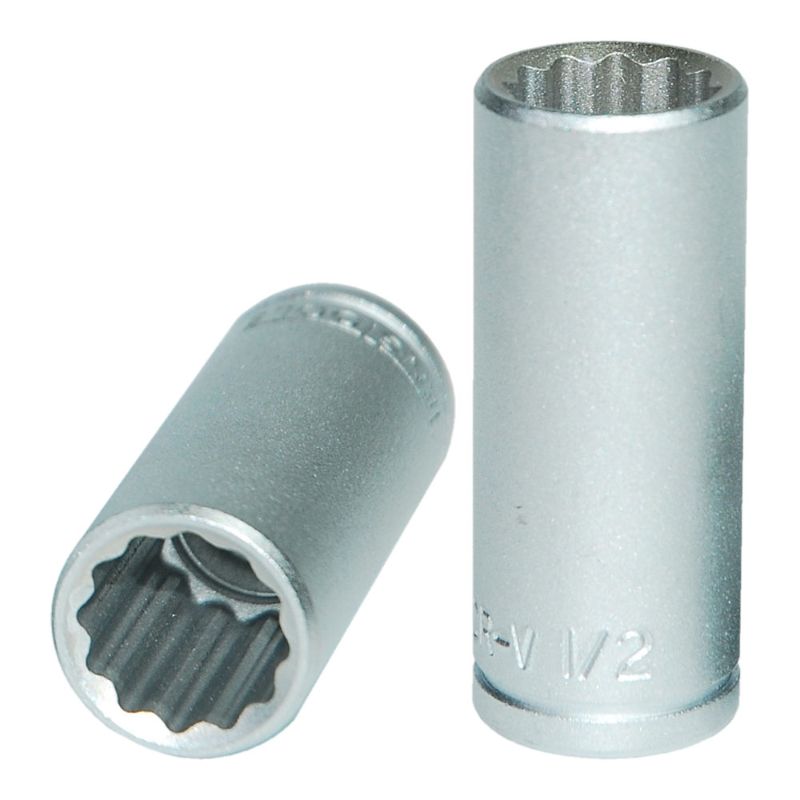 Durable Teng 3/8in deep socket 1/2in 12pt, crafted from chrome vanadium steel for reliable grip on fasteners.