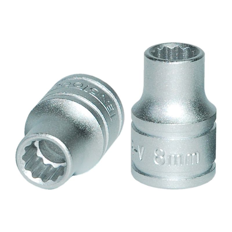 Teng 3/8in Dr. Socket 8mm 12pt, durable with a 12-point design for strong grip on fasteners in various trades.