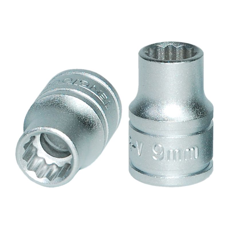 Teng 3/8in drive socket 9mm, chrome vanadium steel, durable and precise for automotive repairs and maintenance tasks.