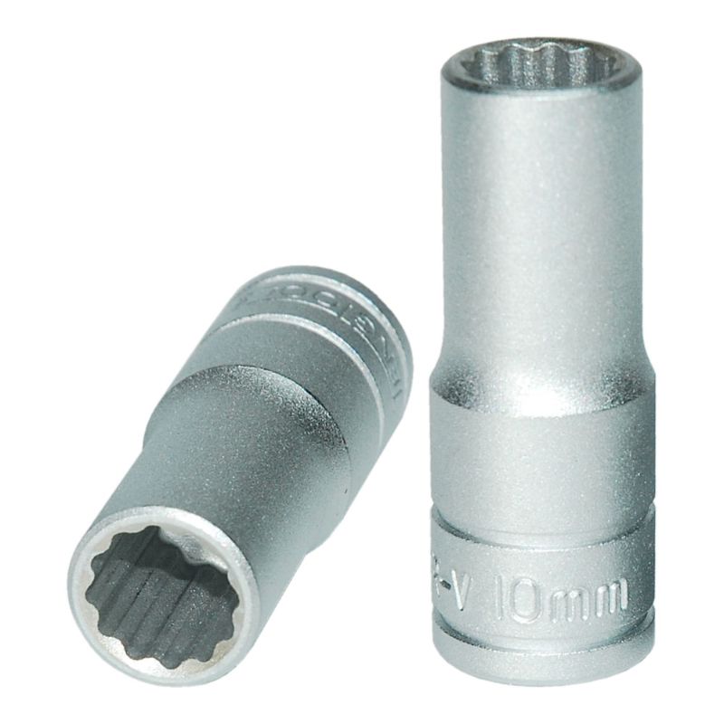 High-quality 10mm 12-point deep socket designed for mechanics, offering precision grip and durability for various applications.