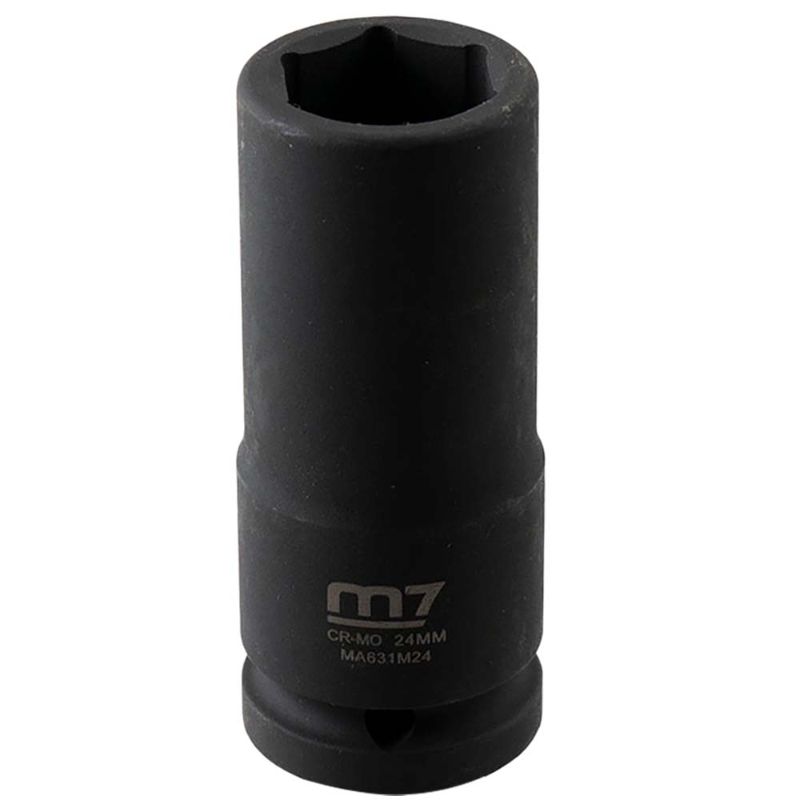 M7 Deep Impact Socket 3/4in Dr. 24mm for heavy-duty use, crafted from durable chrome molybdenum steel, ideal for automotive tasks.