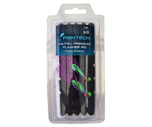 Fishtech 5/0 Mutsu Premium Flasher Rig - Purple Predator