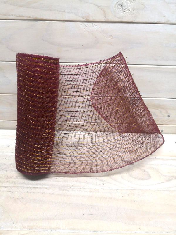 Garland – 26cmx 10 Yard (9.14m) Mesh Garland Burgundy Gold