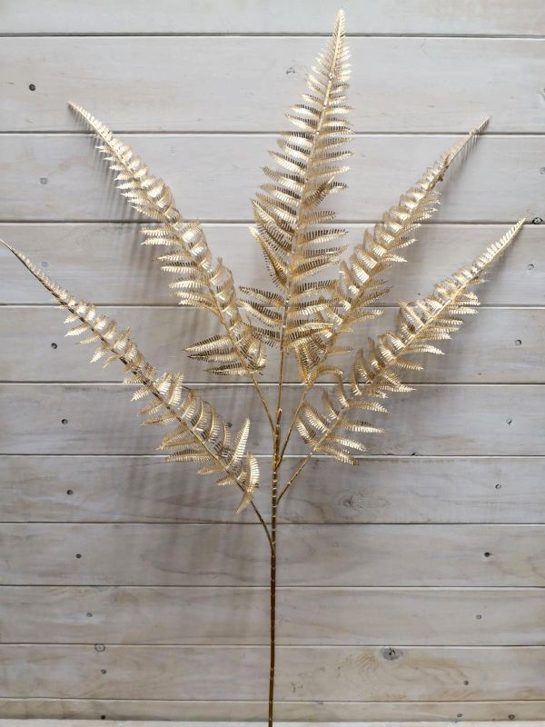 Lifelike 100cm gold fern sprays, perfect for elegant decor, low-light spaces, and maintenance-free arrangements.