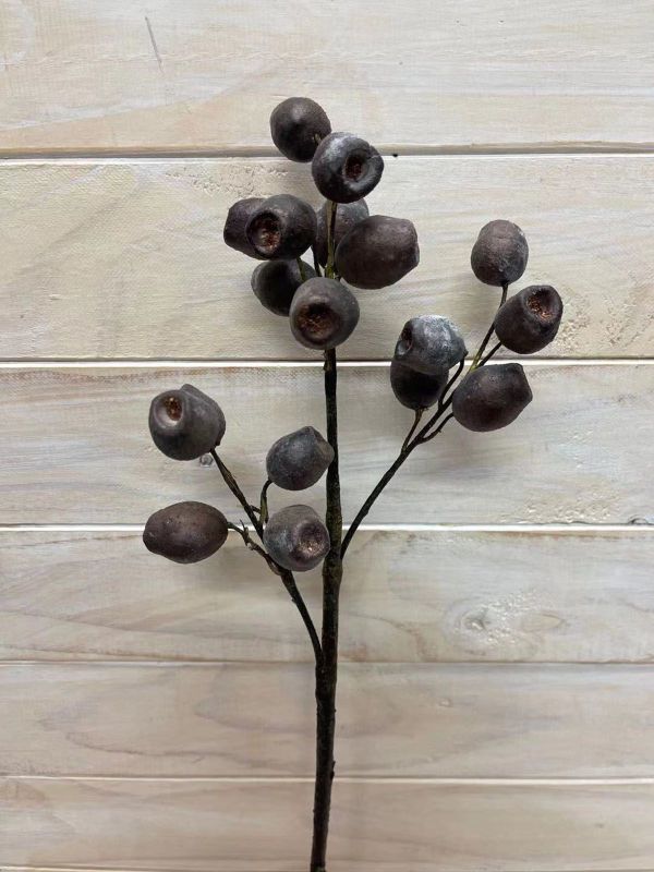 Artificial Eucalyptus Nut Spray (Burgundy)