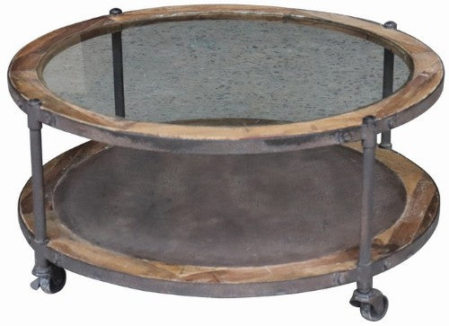 Coffee Table -  Top/Metal Shelf Glass - 100cm