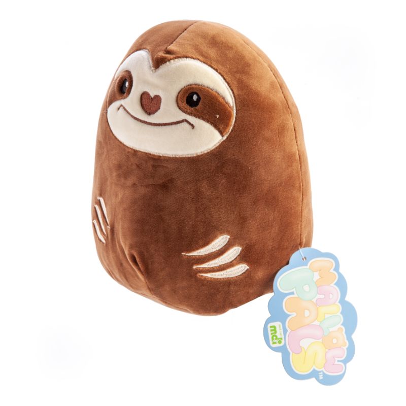 Adorable 22cm plush sloth cushion made from ultra-soft velour, perfect for cuddling and home decor.