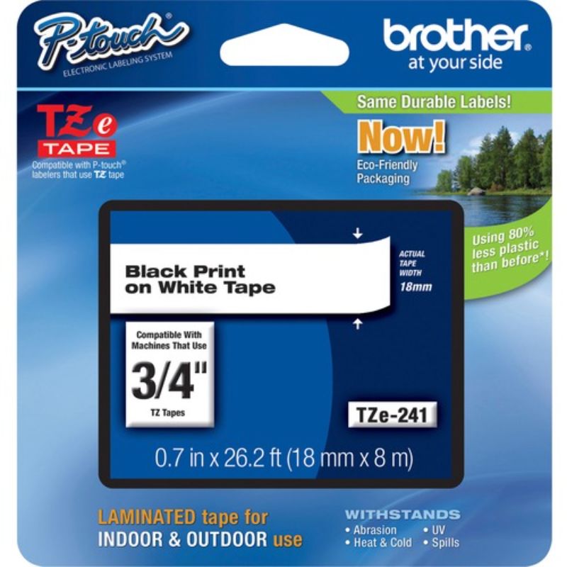 Brother TZ Lettering Label Tape - 17.78 mm - Rectangle - White - 1 Each