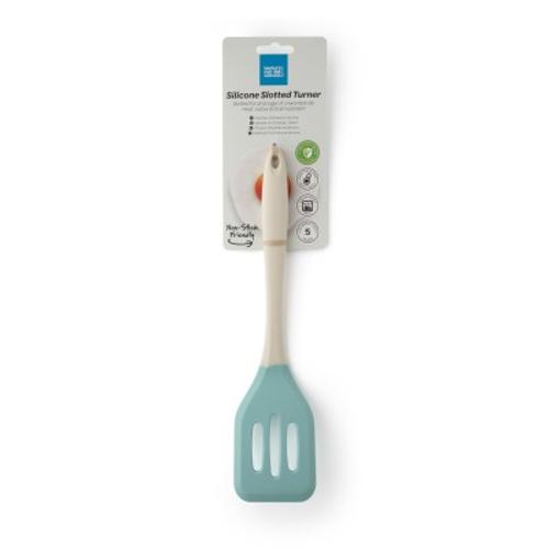 Taylors Silicone Slotted Turner 28cm - Buttermilk/Turquoise