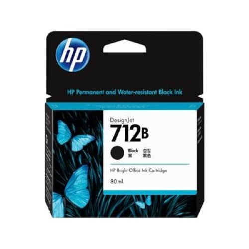HP 712B 80-ml Black DesignJet Ink Cartridge (3ED29A)
