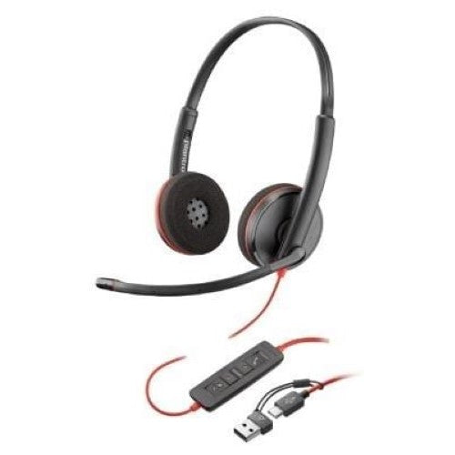 HP Poly Blackwire 3220 Stereo USB-C Headset +USB-C/A Adapter (8X228AA)