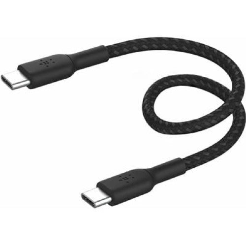 Belkin 15cm USB-C TO USB-C BOOSTCHARGE CABLE, BRAIDED, BLACK (CAB004BT0MBK)