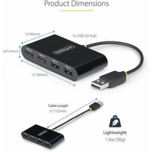 4-Port USB 2.0 Hub Bus Powered 480Mbps
