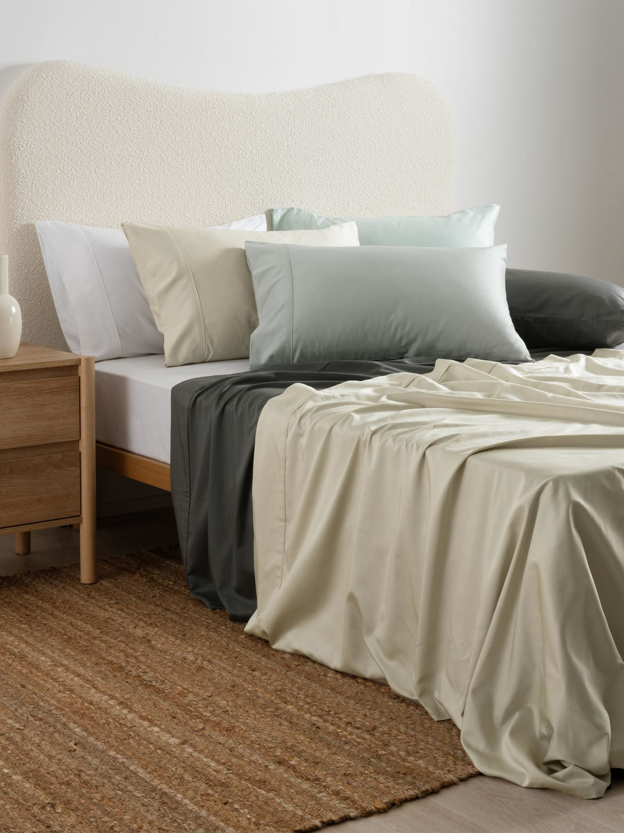 Long Single - 500T Bamboo Cotton Blend Fitted Sheet by Savona - Silver
