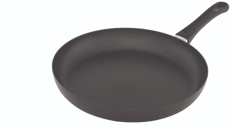 Premium 32cm SCANPAN fry pan with Stratanium non-stick coating, recycled aluminum, oven safe, and ideal for all cooktops.