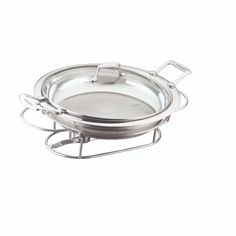 Scanpan Impact Chafing Set, 28cm, stainless steel with tempered glass lid, ideal for elegant entertaining and versatile cooking.