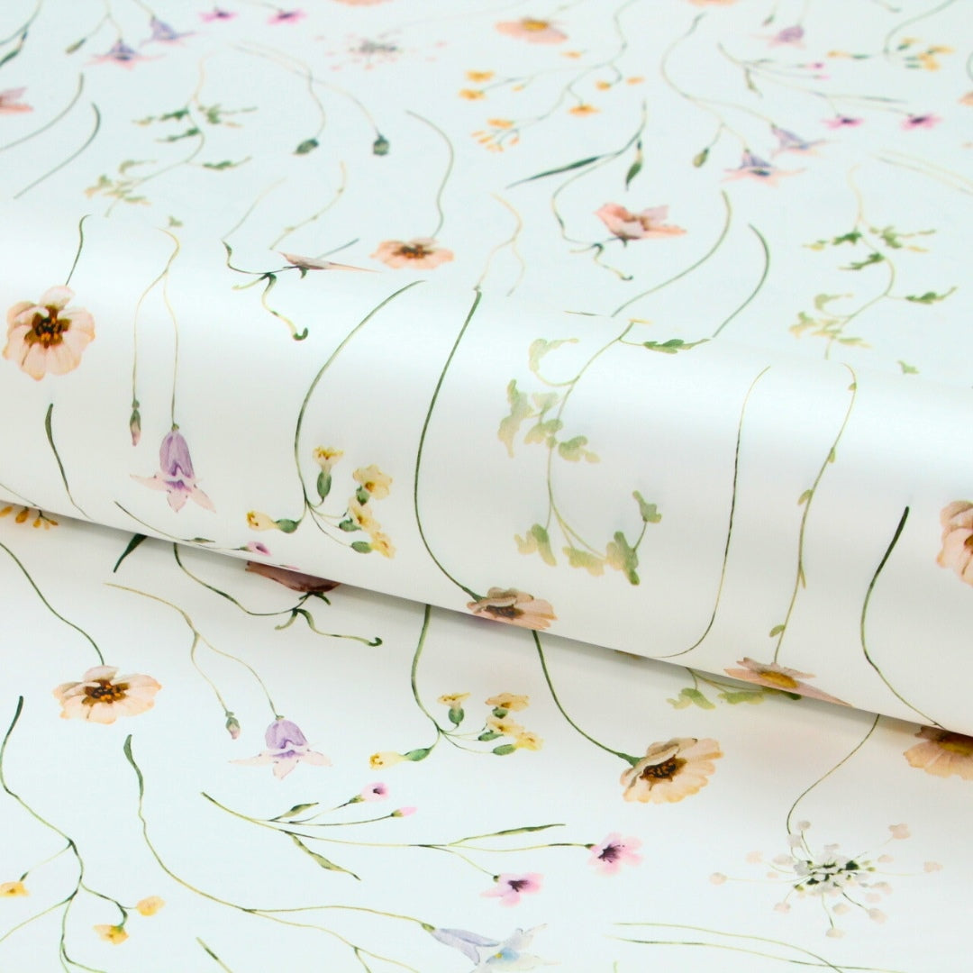 Euro Wrap Summer Meadow Print on White Roll 65mic 60cmx50m