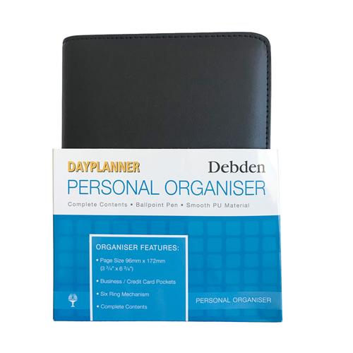 Debden Dayplanner Organiser Personal Snap Closure PU Black