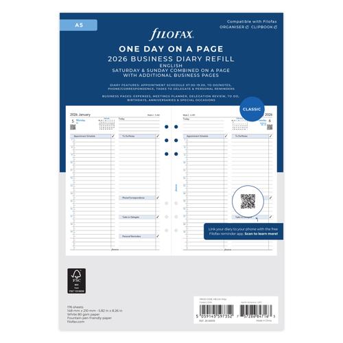 Filofax Refill Business Day Per Page A5 2026