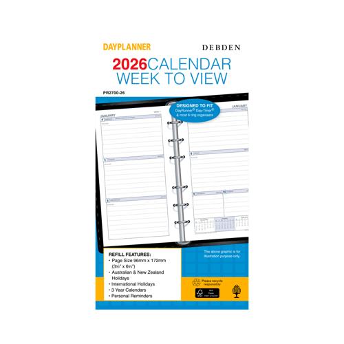 Debden Dayplanner Personal WTV Refill 2026