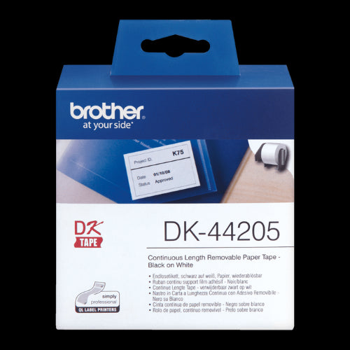 Brother DK 44205 Continuous Label 62mm x 30.48mt Black on White
