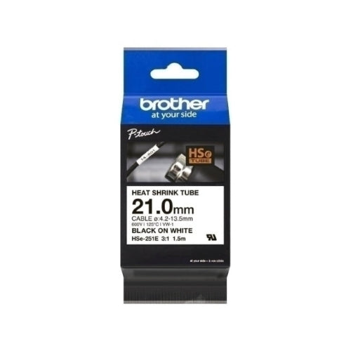 Brother P-touch Heat Shrink Tube Tape, 21mm, Black on White