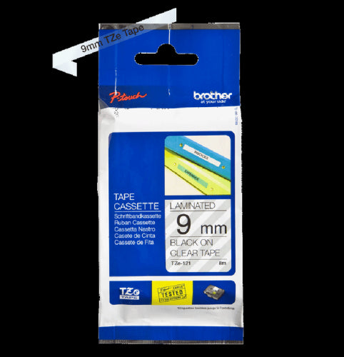 Brother TZe121 9mm TZ Tape Black on Clear