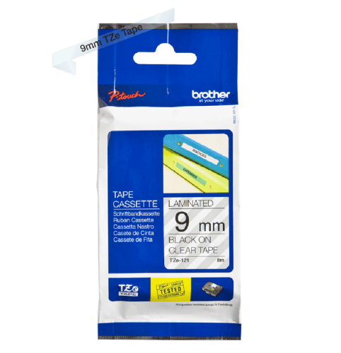 Brother TZe121 9mm TZ Tape Black on Clear