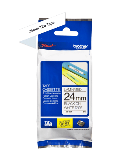 Brother TZe251 24mm TZ Tape Black on White